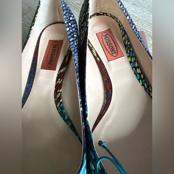 Missoni Silk Printed w Calskin Leather  Ballet Flats - Picture 8 of 11